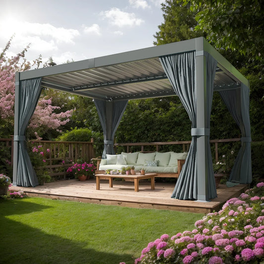 VIWAT 10x12/10x20FT Louvered Pergola Aluminum Frame Waterproof Roof All Weather Rust-Resistant Gazebo for Backyard Patio