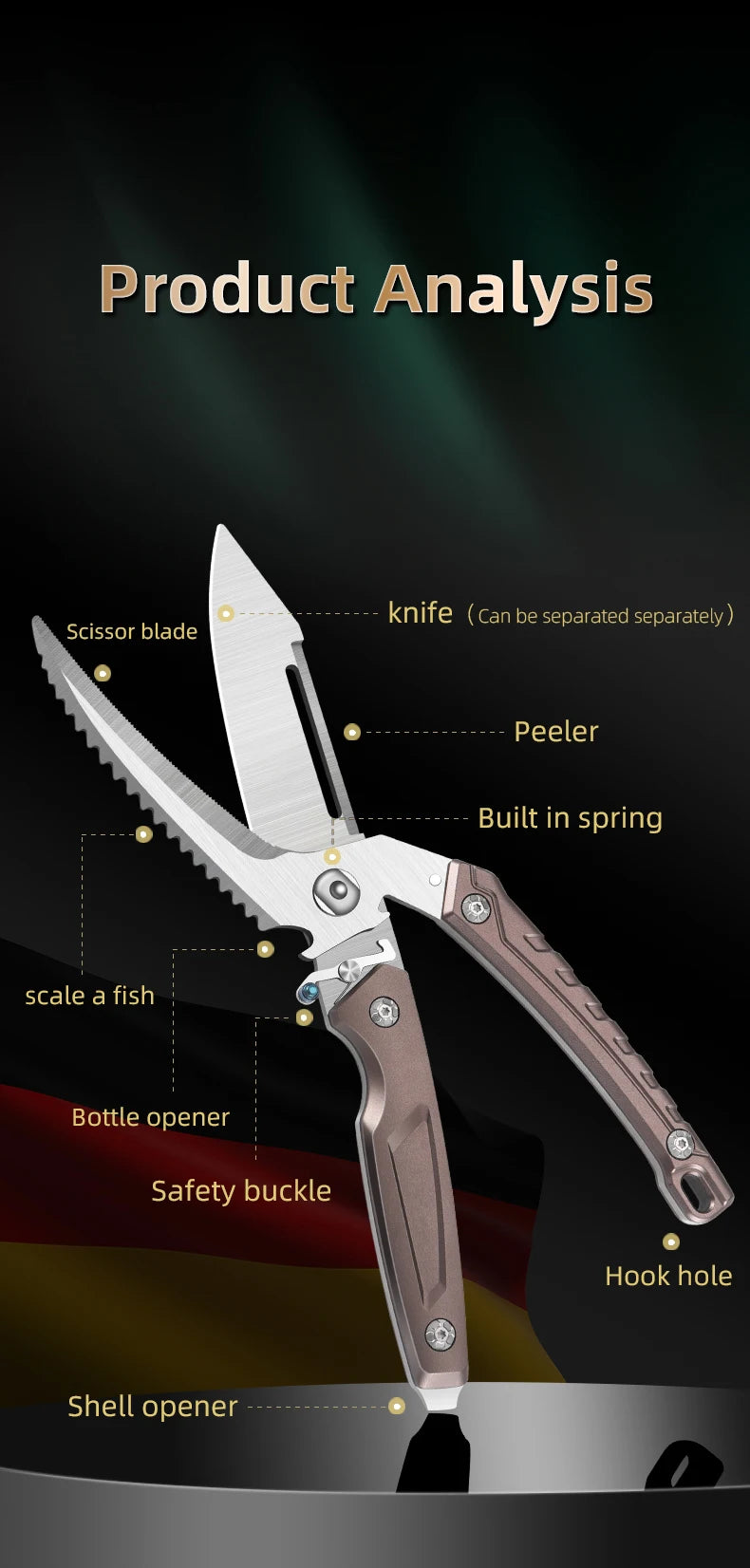 Heavy Duty Poultry Shears Stainless Kitchen Scissors For Chicken Meat