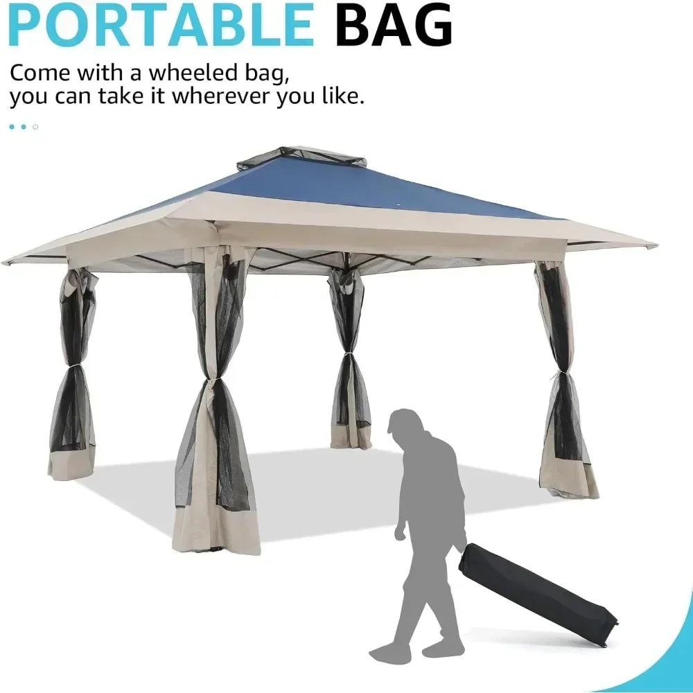 Popup Gazebo With Metal Frame Mosquito Net For Patio Garden