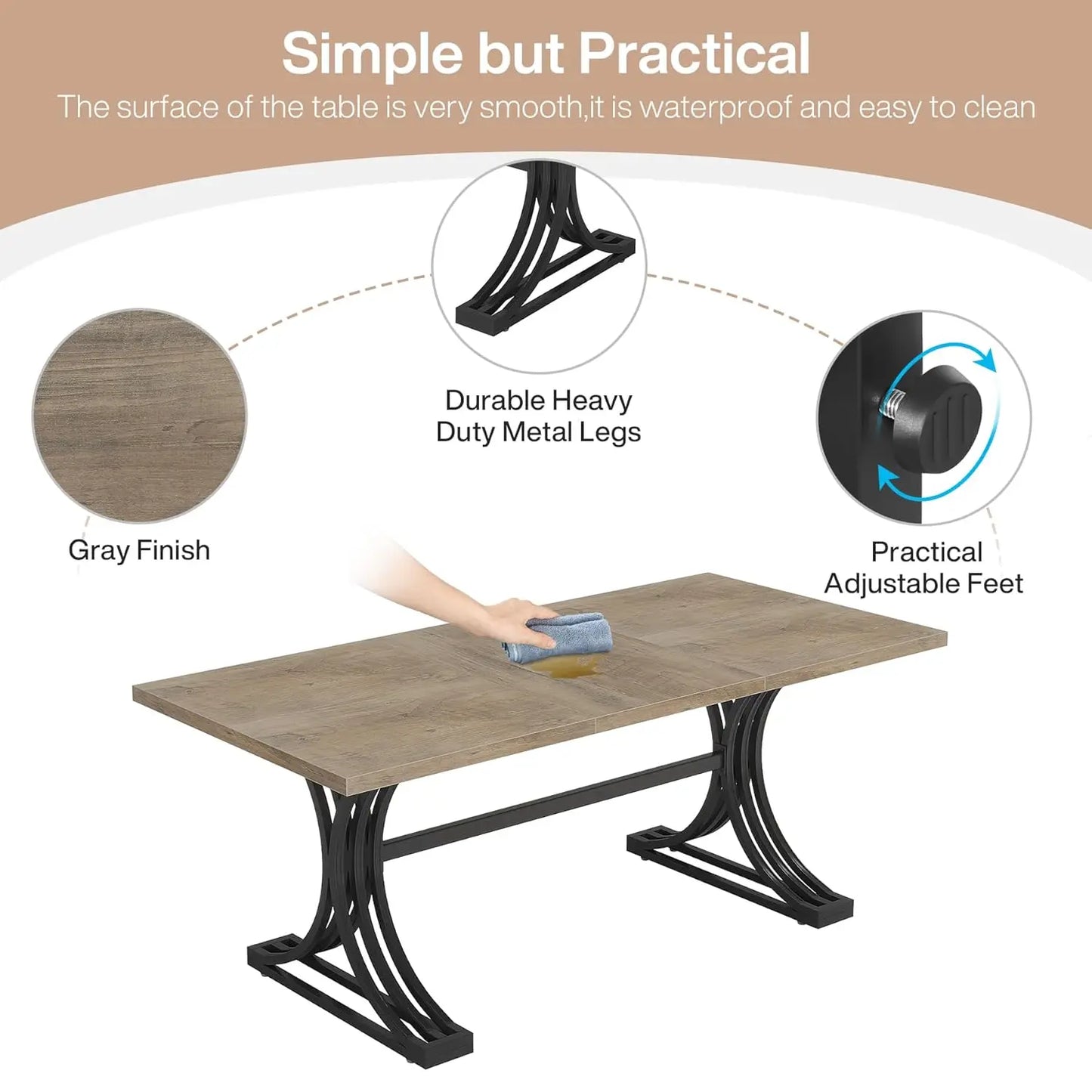 10.5FT Conference Table, Modern Meeting Table for 8-10 People, Rectangle Seminar Boardroom Table for Office, Customized