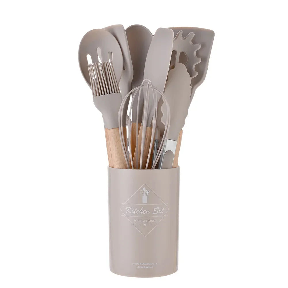 AJOYOUS Silicone Kitchen Utensil Set 12 Pieces Nonstick Cookware Tools