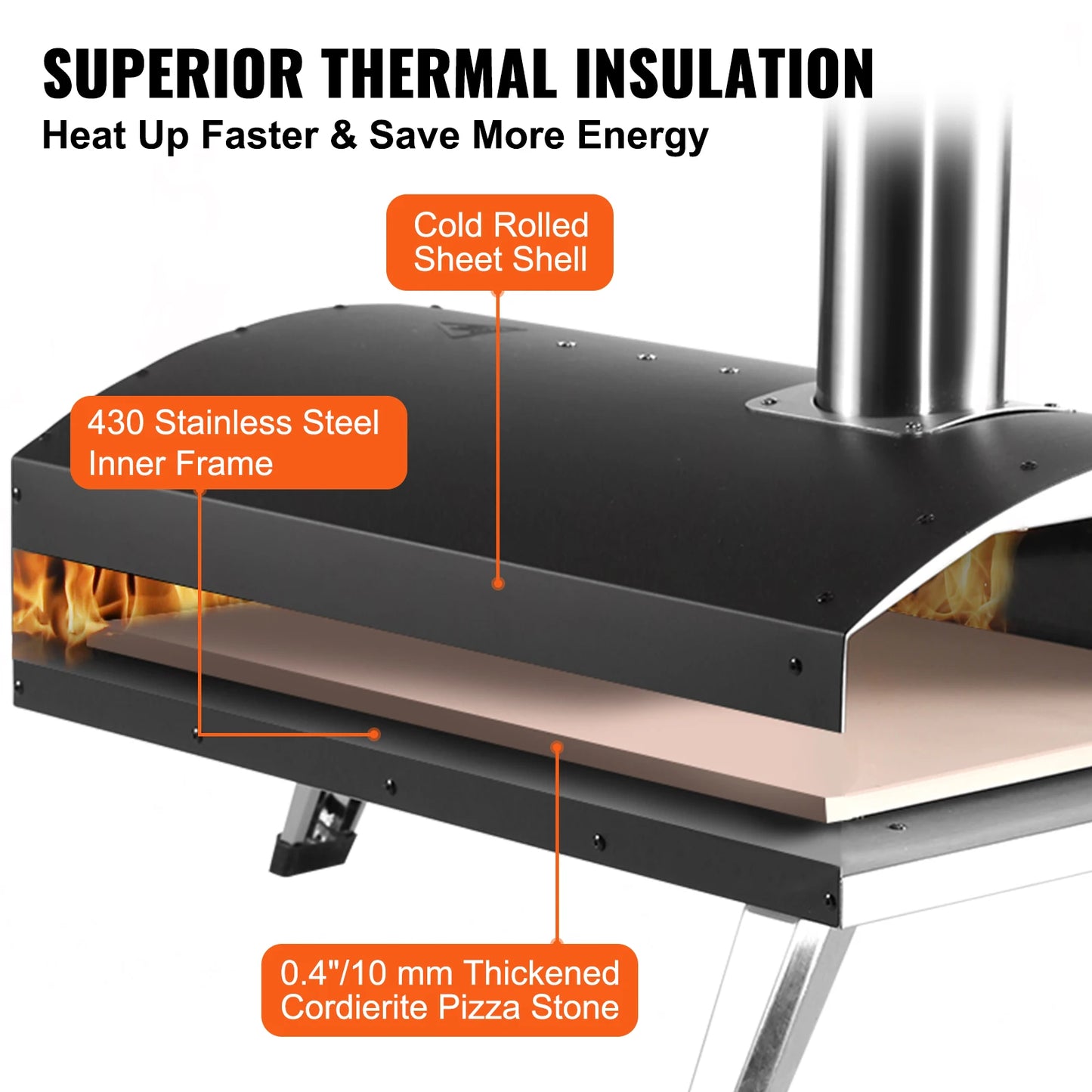 Outdoor Pizza Oven Charcoal Fired Grill Portable Stainless Steel