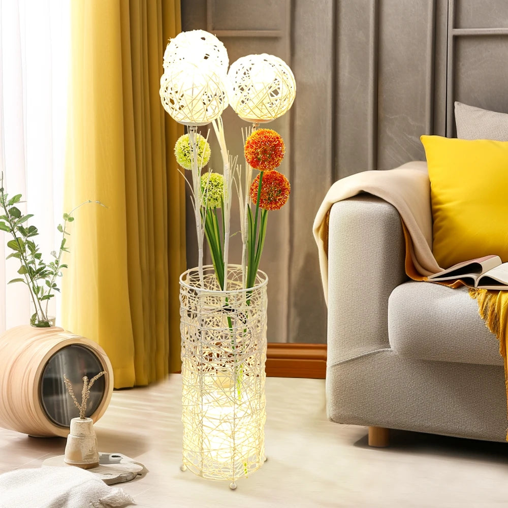 Vrygle Handwoven Modern Floor Lamp for Living Room and Bedroom