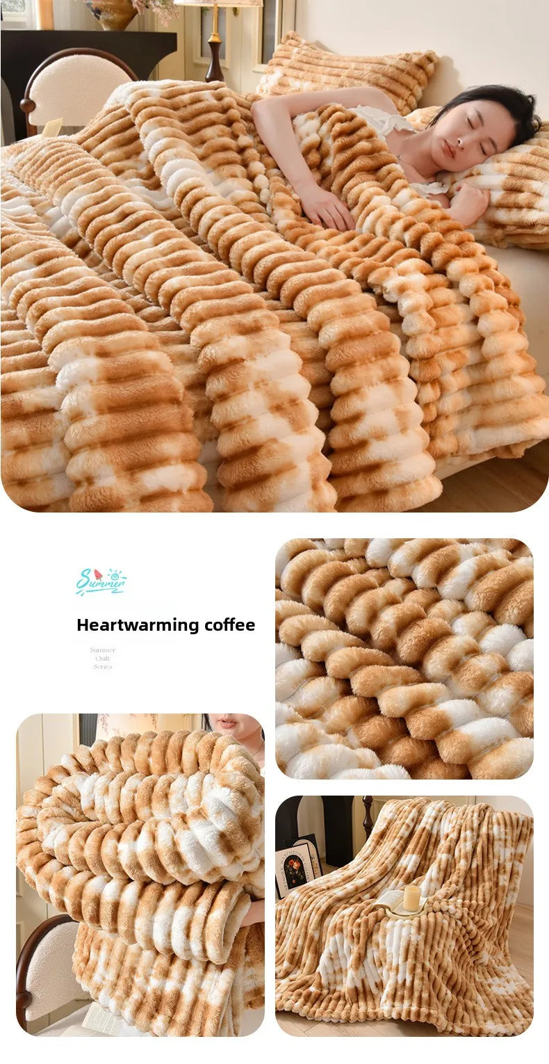 Flannel Blanket Queen Size Spring Autumn Warm Blankets for Bedgradient Color Soft Plush Sofa Throw Blanket