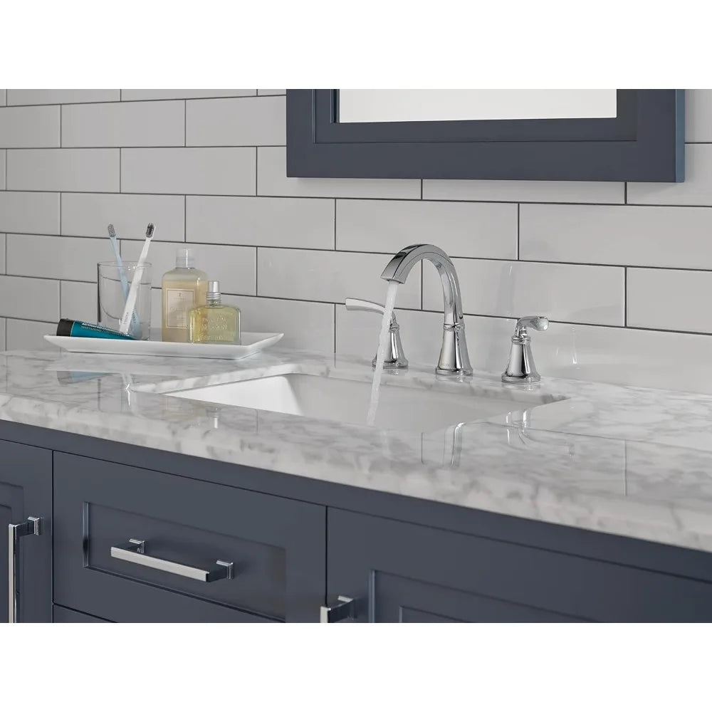 Washbasin Faucet Geist Widespread Bathroom Faucet Chrome Bathroom Faucets for Sink 3 Hole Wash Hands Drain Assembly Included