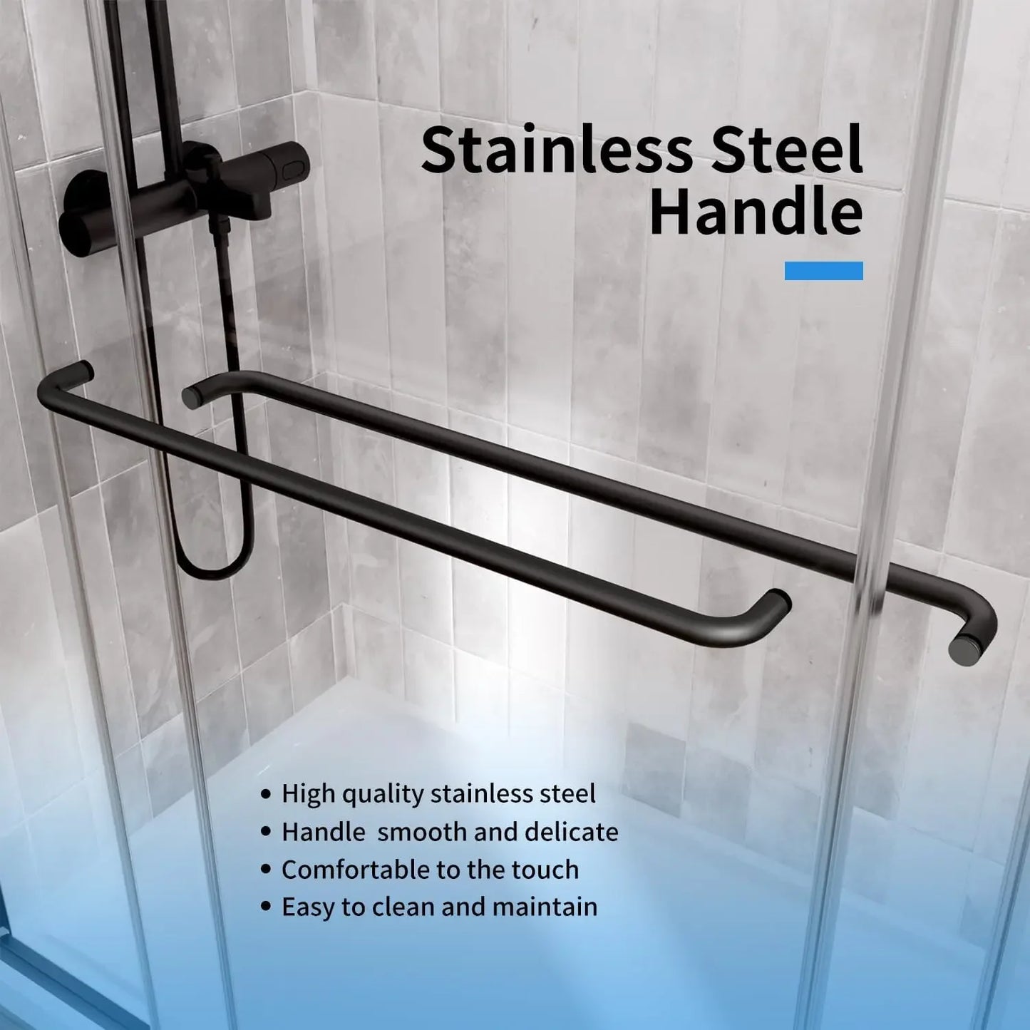 Shower Door，Royal Guard 44-48" W x 70" H Semi-Frameless Double Sliding Glass  SGCC Tempered Glass，Bypass Shower ，Matte Black