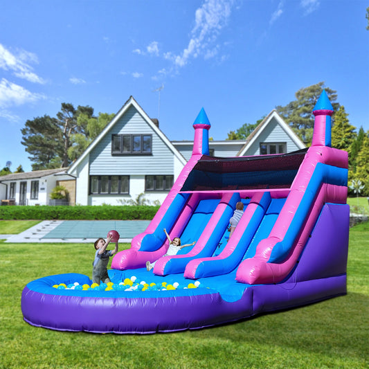 RTS Inflatable Double Water Slide Pool With Blower For Kids