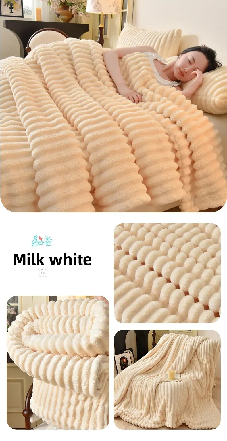 Flannel Blanket Queen Size Spring Autumn Warm Blankets for Bedgradient Color Soft Plush Sofa Throw Blanket