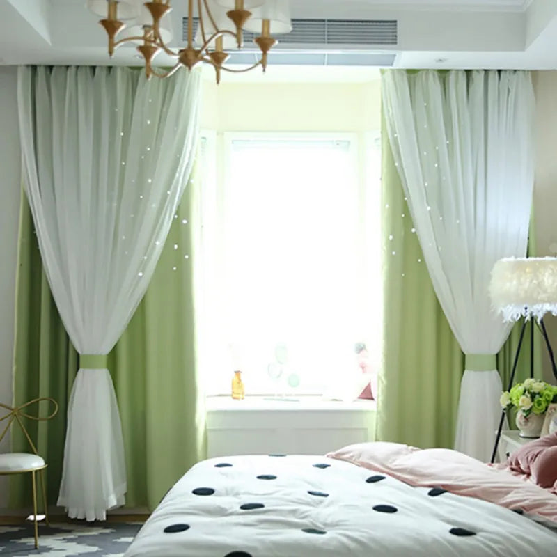 Guangdong Blackout Curtains For Bedroom And Living Room Star Cut Out Decor