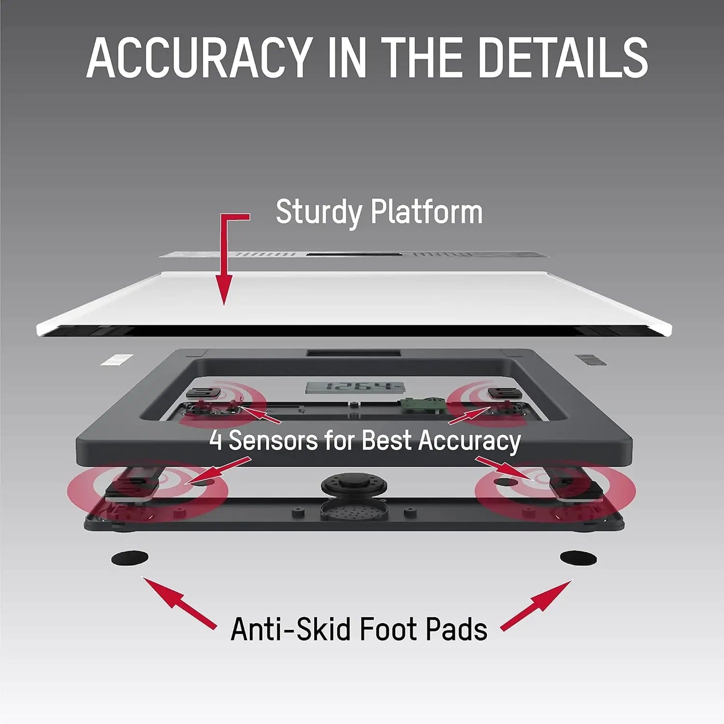 Digital Talking Bathroom Scale with 5 Languages, 440 LB Capacity, Clear Glass & Stainless Steel Accents