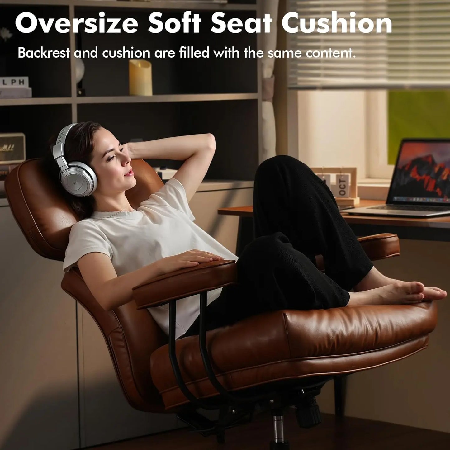 High Back Executive Office Chair with Comfortable Deep Seat,PU Leather Modern Office Chair,Ergonomic Big and, Customized