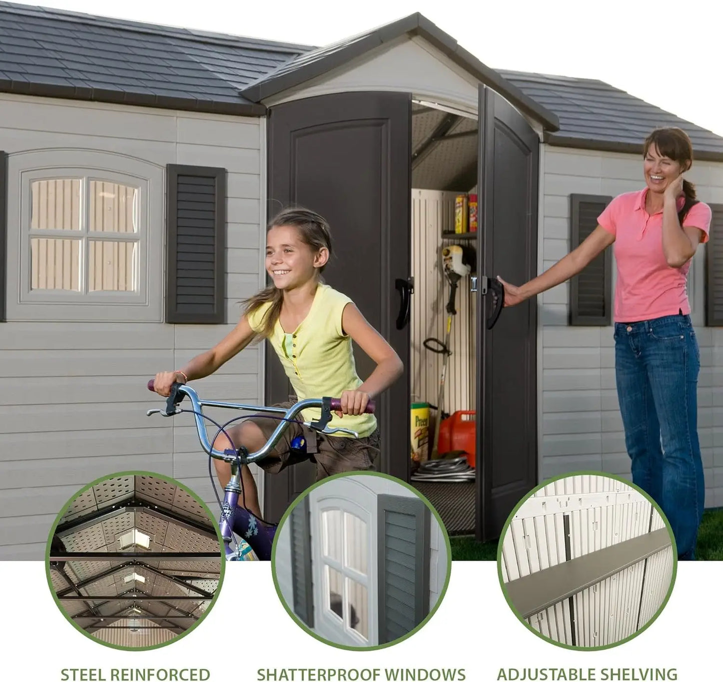 Outdoor Storage Shed Heavy Duty Metal Frame UV Waterproof 6446