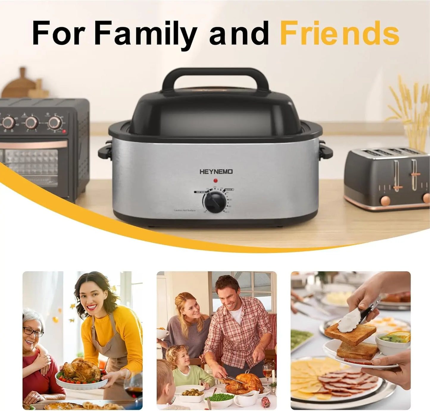 Electric Roaster Oven Stainless Steel With Visible Lid For Turkey