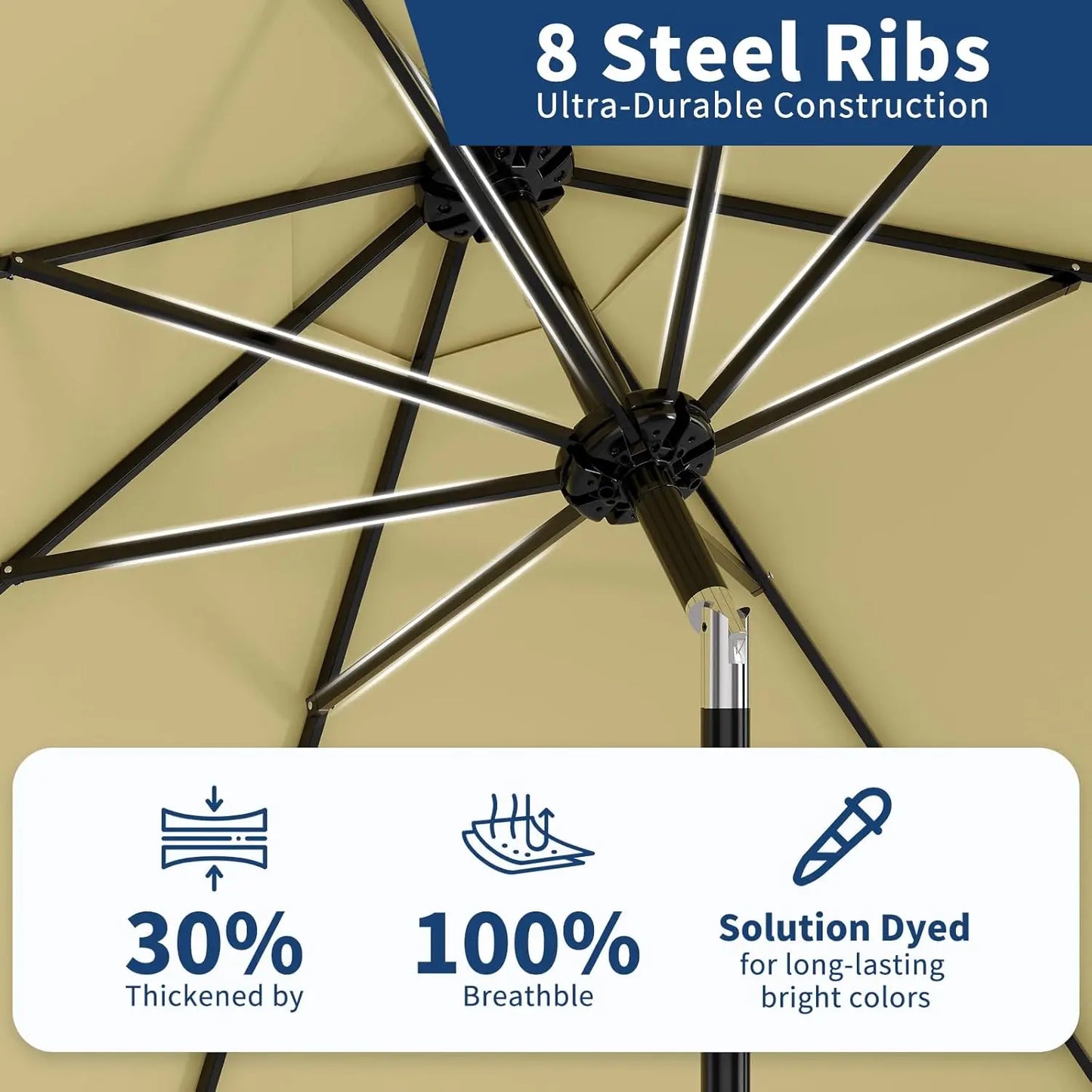 Blissun Outdoor Patio Umbrella With Crank Lift And Tilt