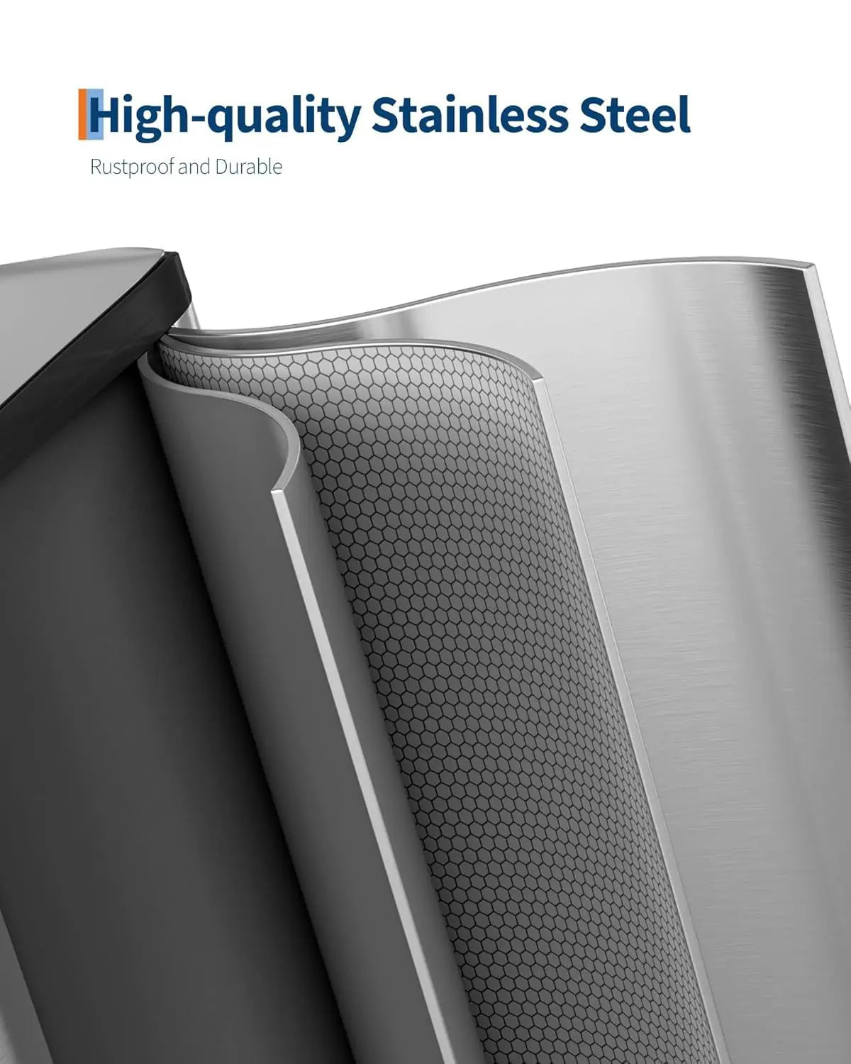 Kitchen Step Trash Bin 2 x 10.6 gal (2 x 40 L) Garbage Can for Dual Compartment Recycling Stainless Steel Trash and Recycle Bin