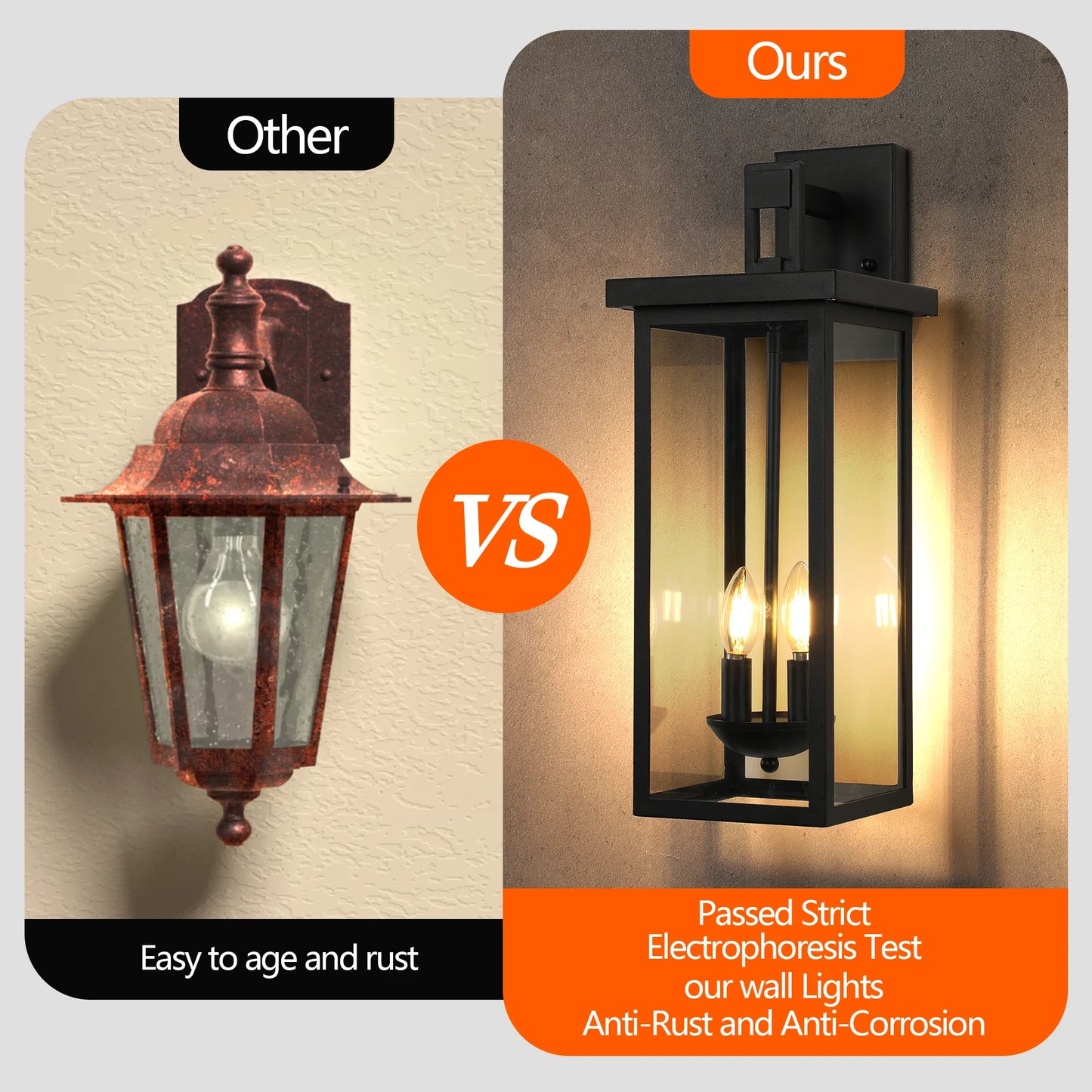 ARLGSITE Outdoor Wall Lantern With Dusk To Dawn Sensor And Clear Glass Panels