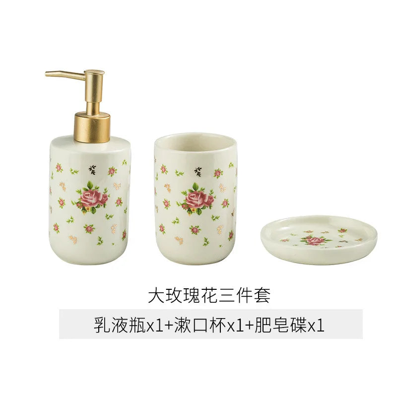 American Minimalist Ceramic Bathroom Wash Set Four Piece