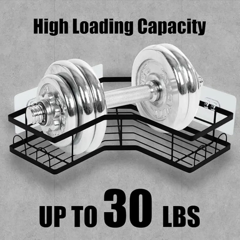 Adhesive Corner Shower Caddy No Drilling Stainless Steel Rustproof Hooks