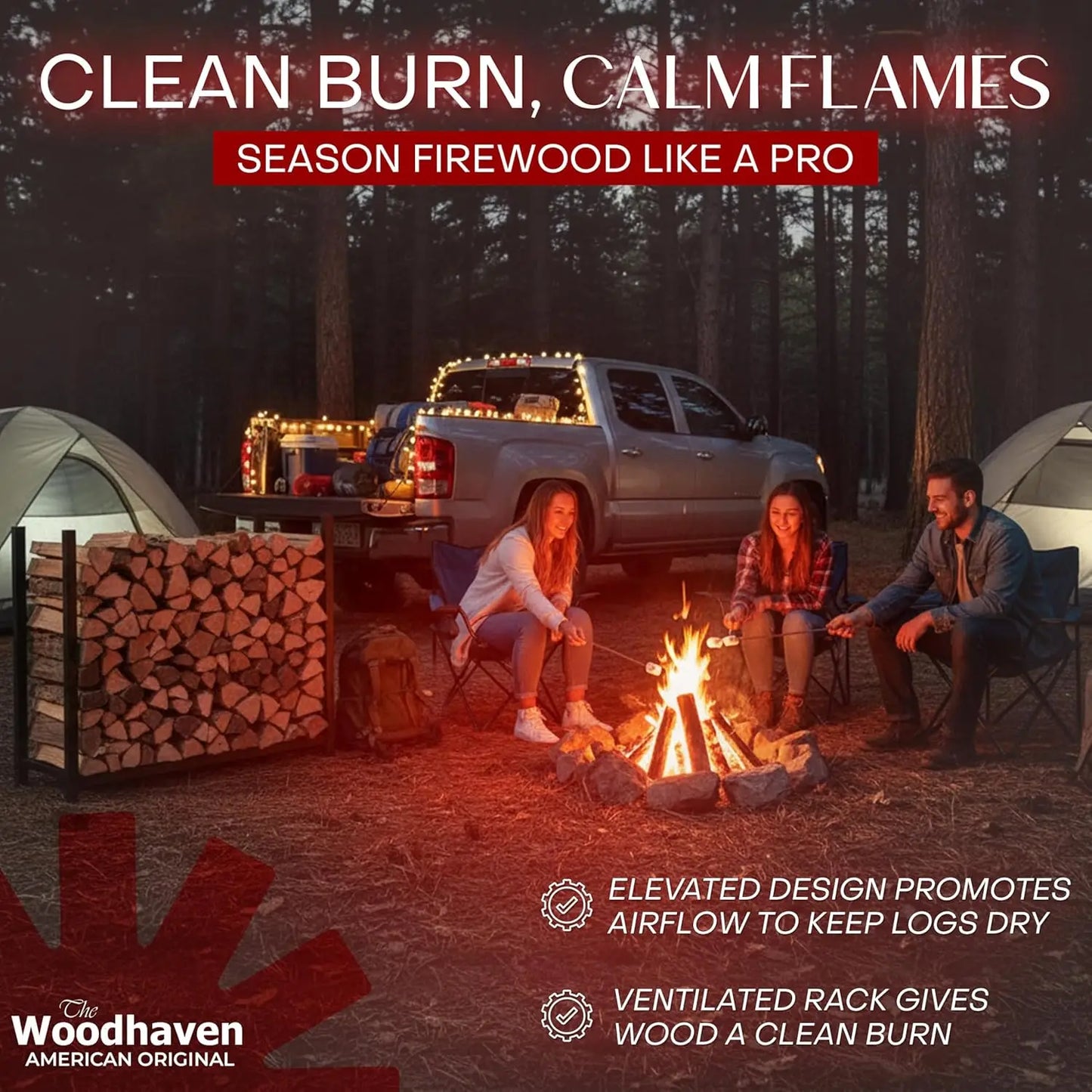 4 Foot Heavy Duty Indoor Outdoor,1/4 Cord Firewood Storage Log Rack With Seasoning Cover Combo Set - Metal Log Storage,48” x 48”