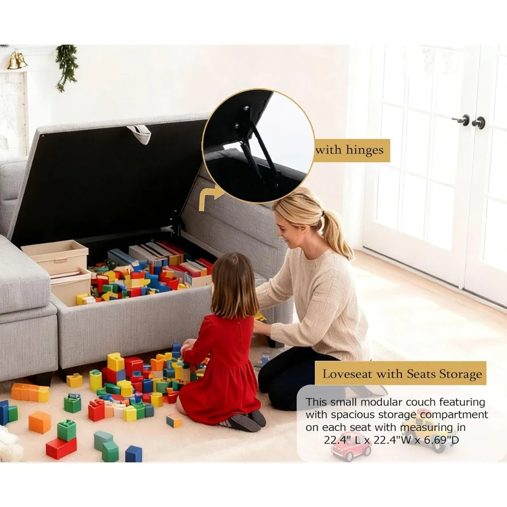 ZHUXIANG Loveseat Sofa With Storage Modular Sectional Reclining