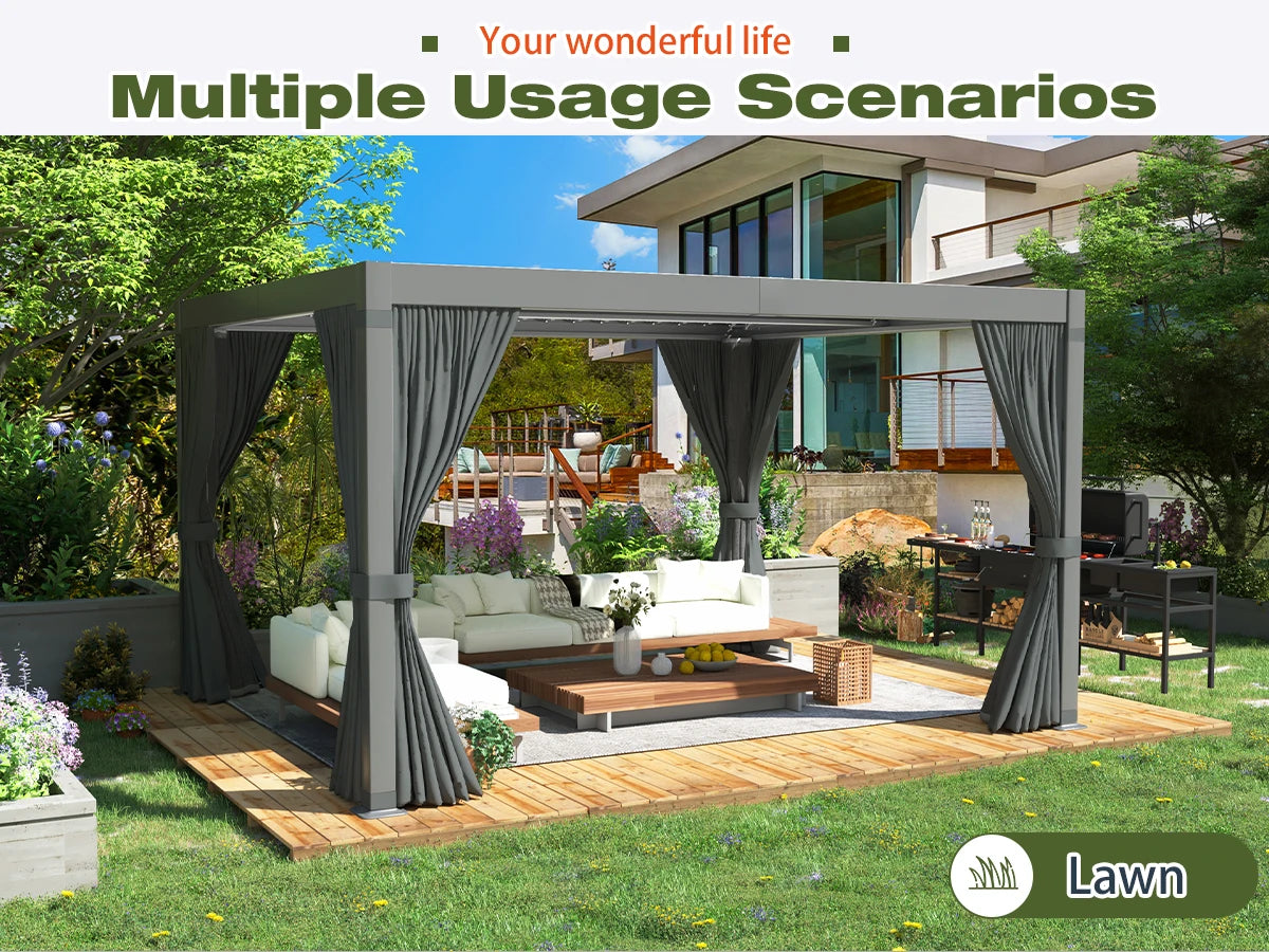 VIWAT 10x12/10x20FT Louvered Pergola Aluminum Frame Waterproof Roof All Weather Rust-Resistant Gazebo for Backyard Patio