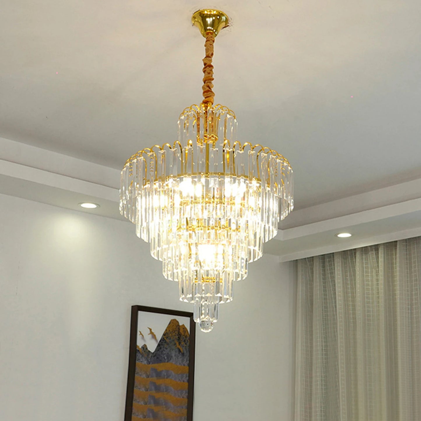 LED Crystal Chandelier Modern Ceiling Light Fixture E14 Pendant