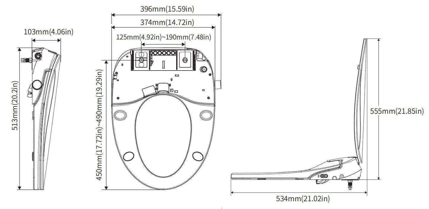 BAIHUAN Smart Bidet Toilet Seat With Remote And Light