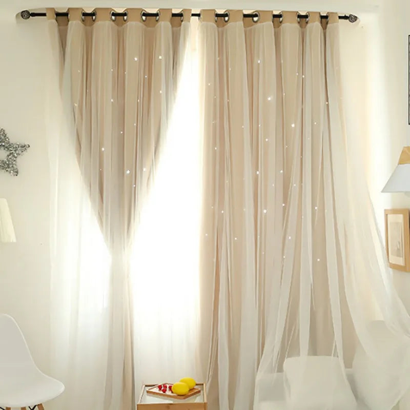Guangdong Blackout Curtains For Bedroom And Living Room Star Cut Out Decor
