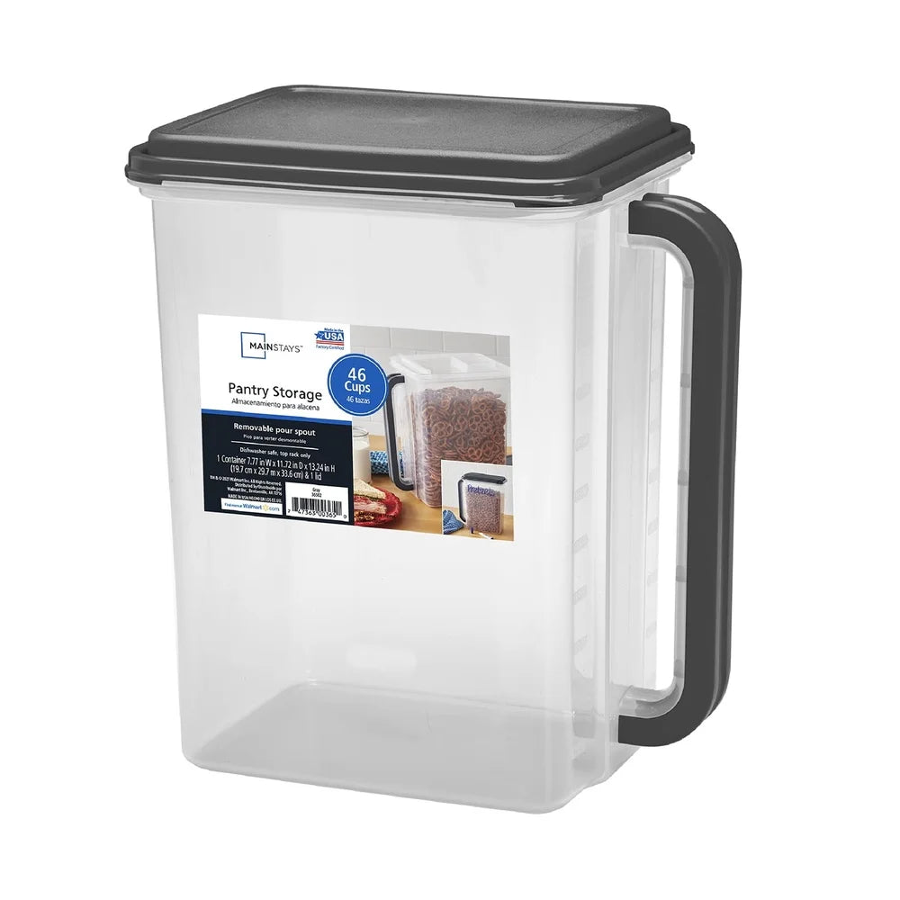 BPA Free Plastic Stackable Kitchen Canister with Handle and Pour Spout