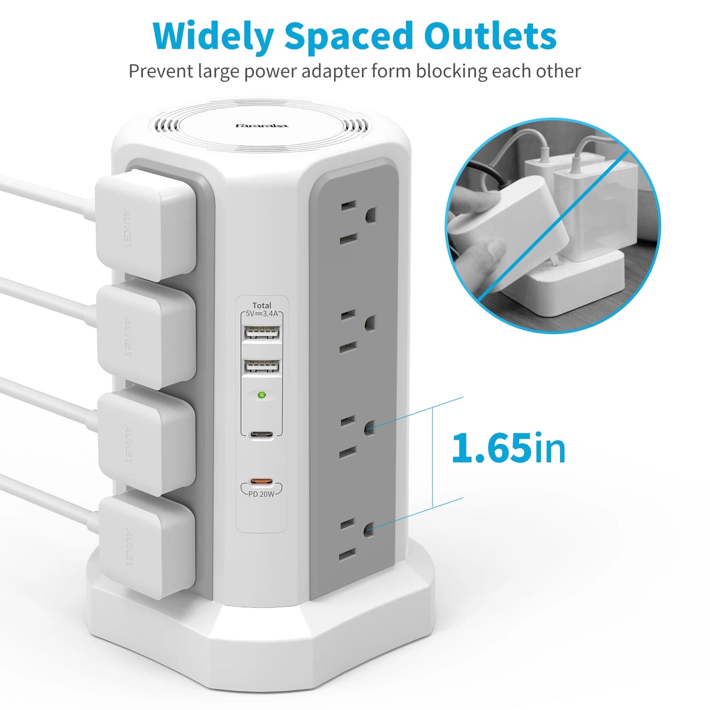 Passus Extension Tower Plug-In Board With PD Fast Charging
