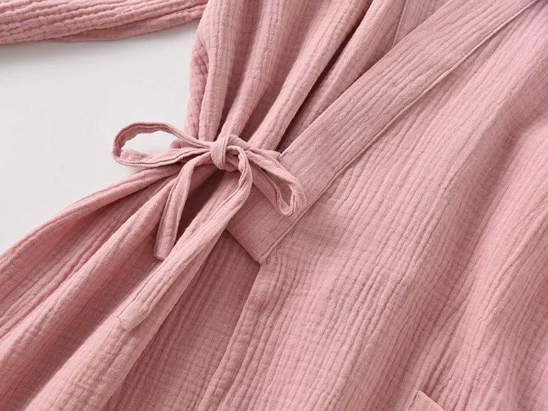 Cloud Cotton Story Japanese Kimono Bathrobe for Couples Sleepwear Crepe