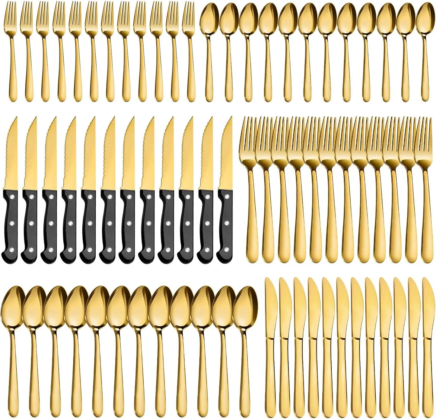 Premium Stainless Steel Flatware Set with Steak Knives Forks and Spoons