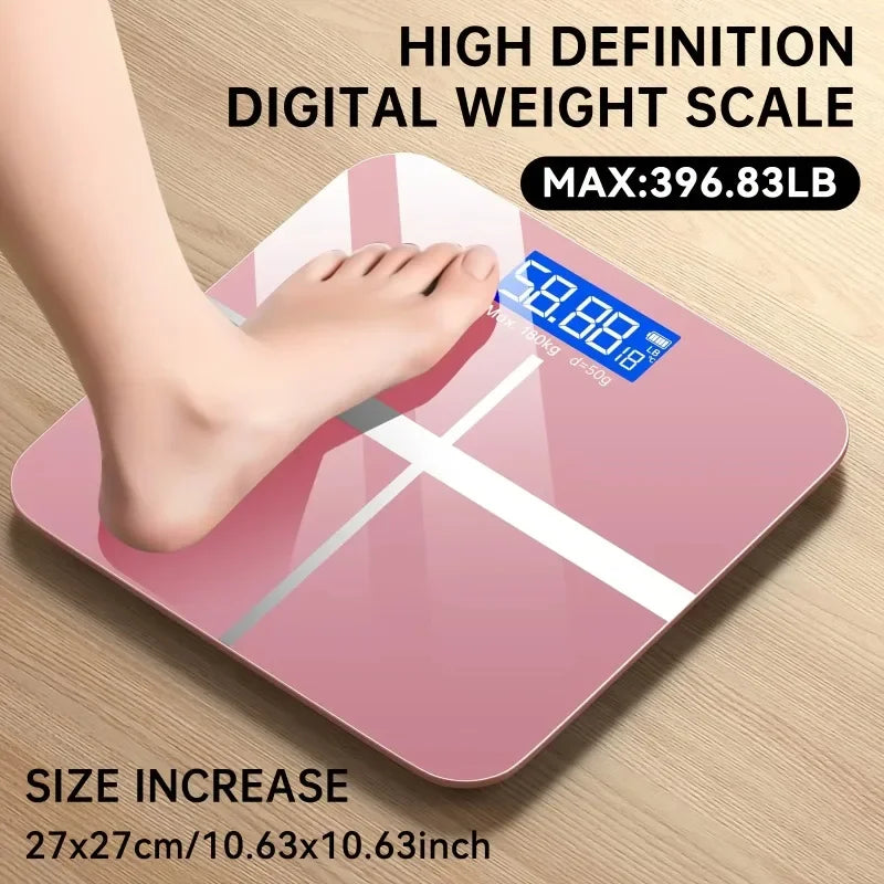 Premium Digital Bathroom Scale 396lb Capacity, High-Precision LCD Display, Ultra-Wide Platform, Room Temperature Sensor