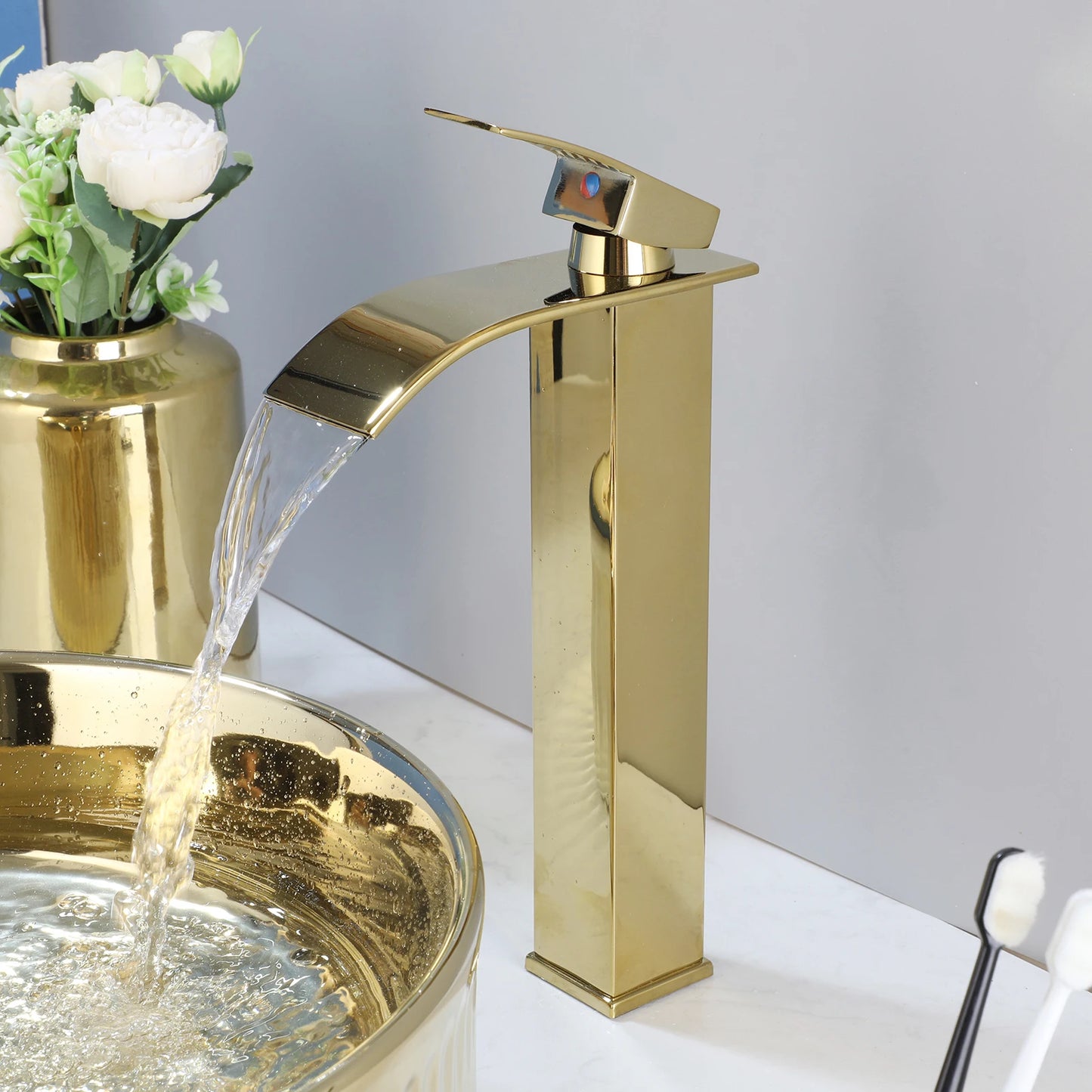 KEMAIDI Ceramic Vessel Sink With Faucet Above Counter Bathroom