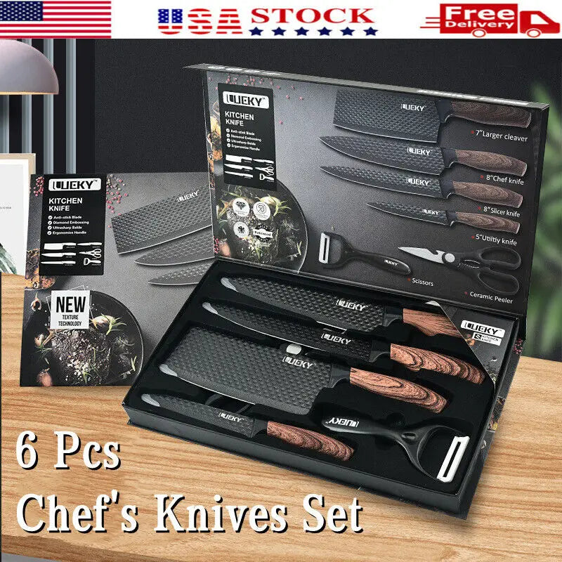 MDHAND 6 Piece Stainless Steel Kitchen Knife Set For Restaurants