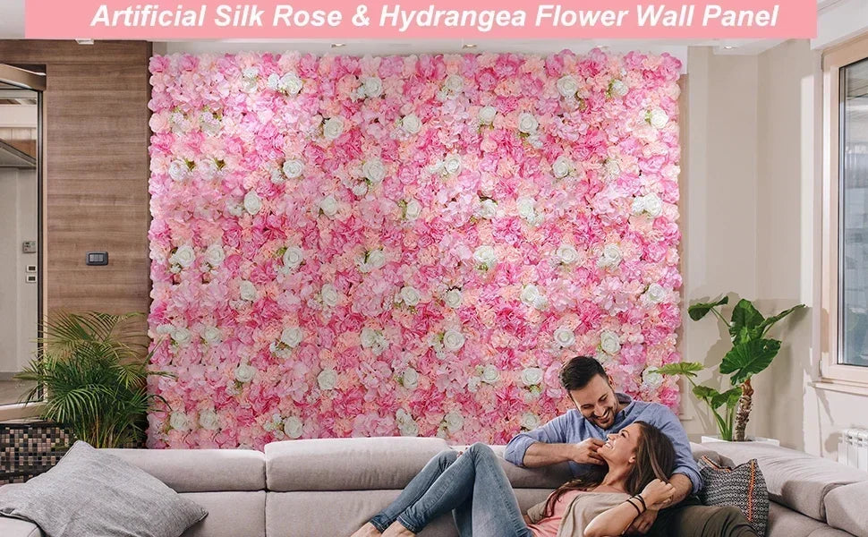 RUEESEECN 12Pcs Artificial Roses Wall Panel 3D Backdrop