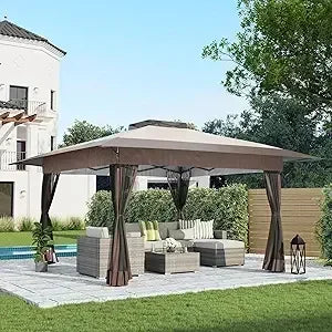 Popup Gazebo With Metal Frame Mosquito Net For Patio Garden