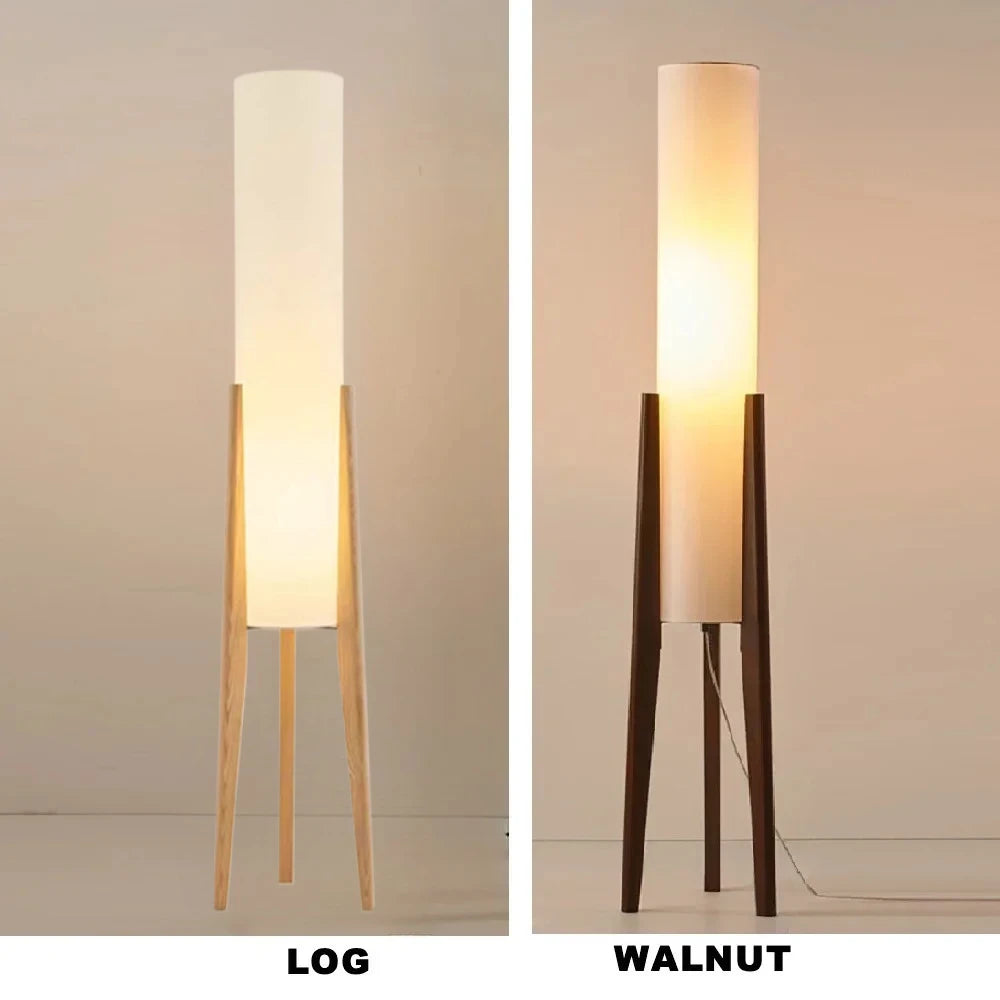 Japanese Retro WabiSabi Solid Wood Floor Lamp E27 Decor