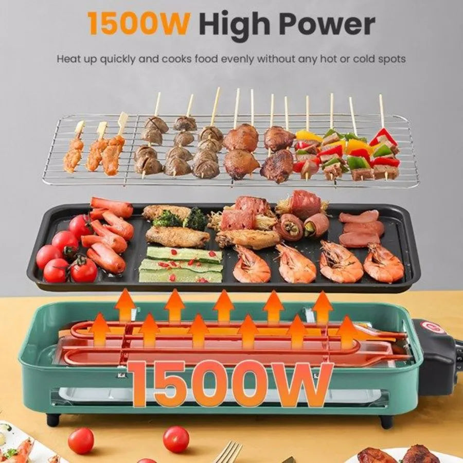 1500W Electric Indoor Grill 2 In 1 With Removable Plate