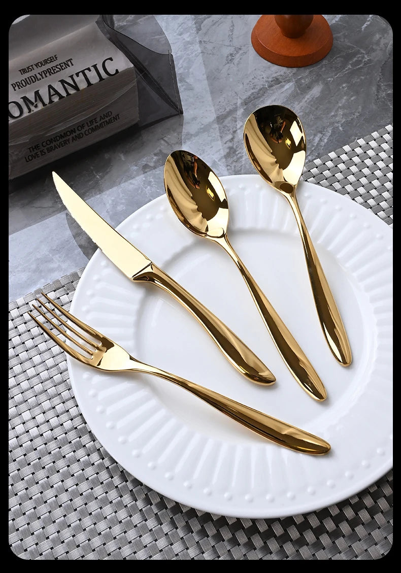 6pcs 304 Stainless Steel Flatware Set, Premium Heavy Duty Food Grade Cutlery Tableware for Home (6-Piece Dinnerware Silverware)
