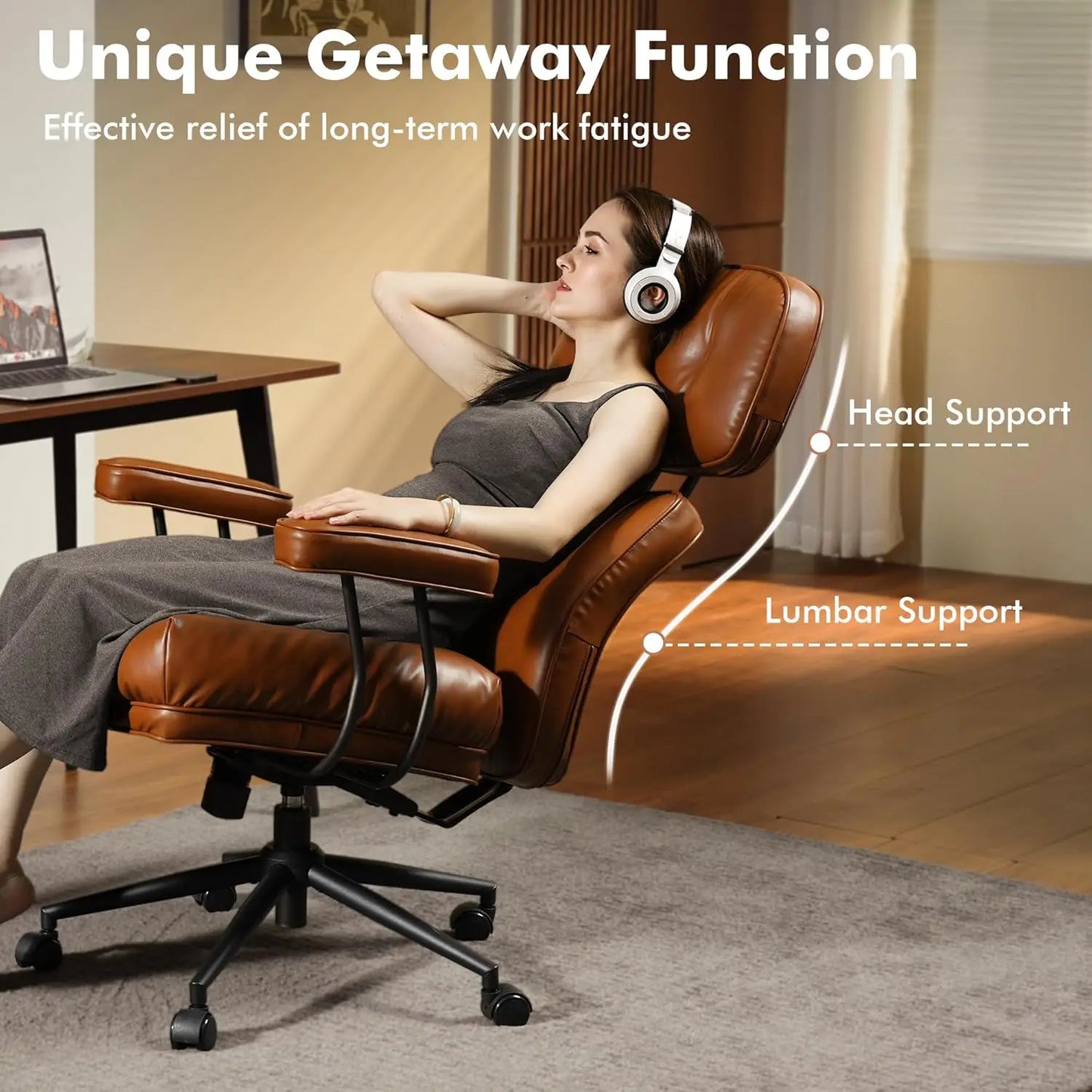 High Back Executive Office Chair with Comfortable Deep Seat,PU Leather Modern Office Chair,Ergonomic Big and, Customized