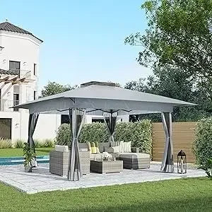 Popup Gazebo With Metal Frame Mosquito Net For Patio Garden