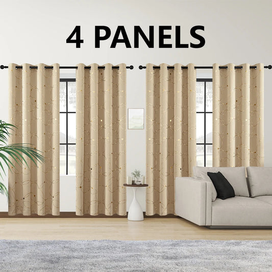 Thermal Insulated Blackout Curtains Grommet 4 Piece Set For Bedroom