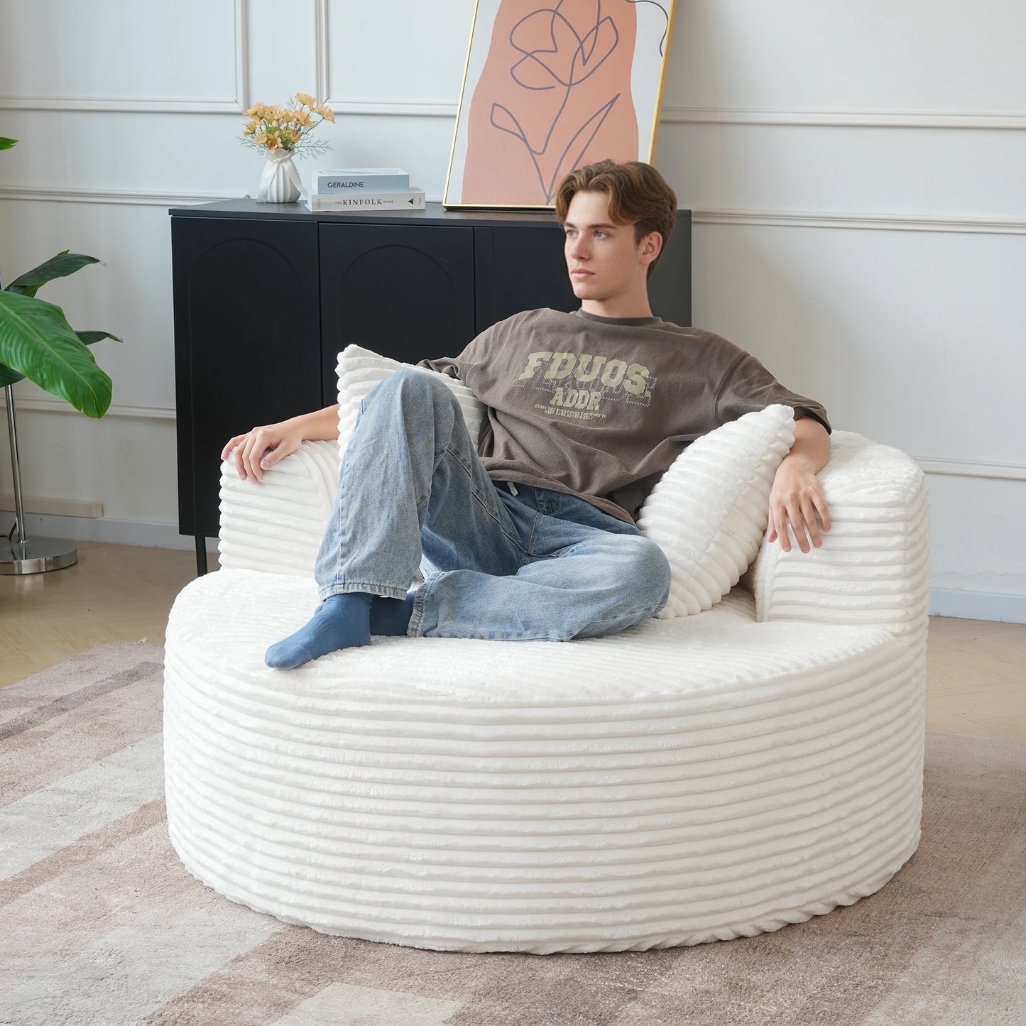 Sdorens Round Chair Lounge Chaise Cloud Boneless Modern Sofa Bed