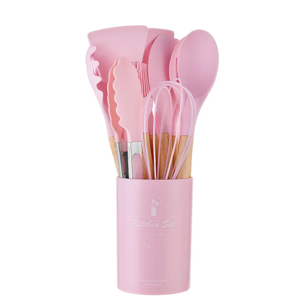 AJOYOUS Silicone Kitchen Utensil Set 12 Pieces Nonstick Cookware Tools