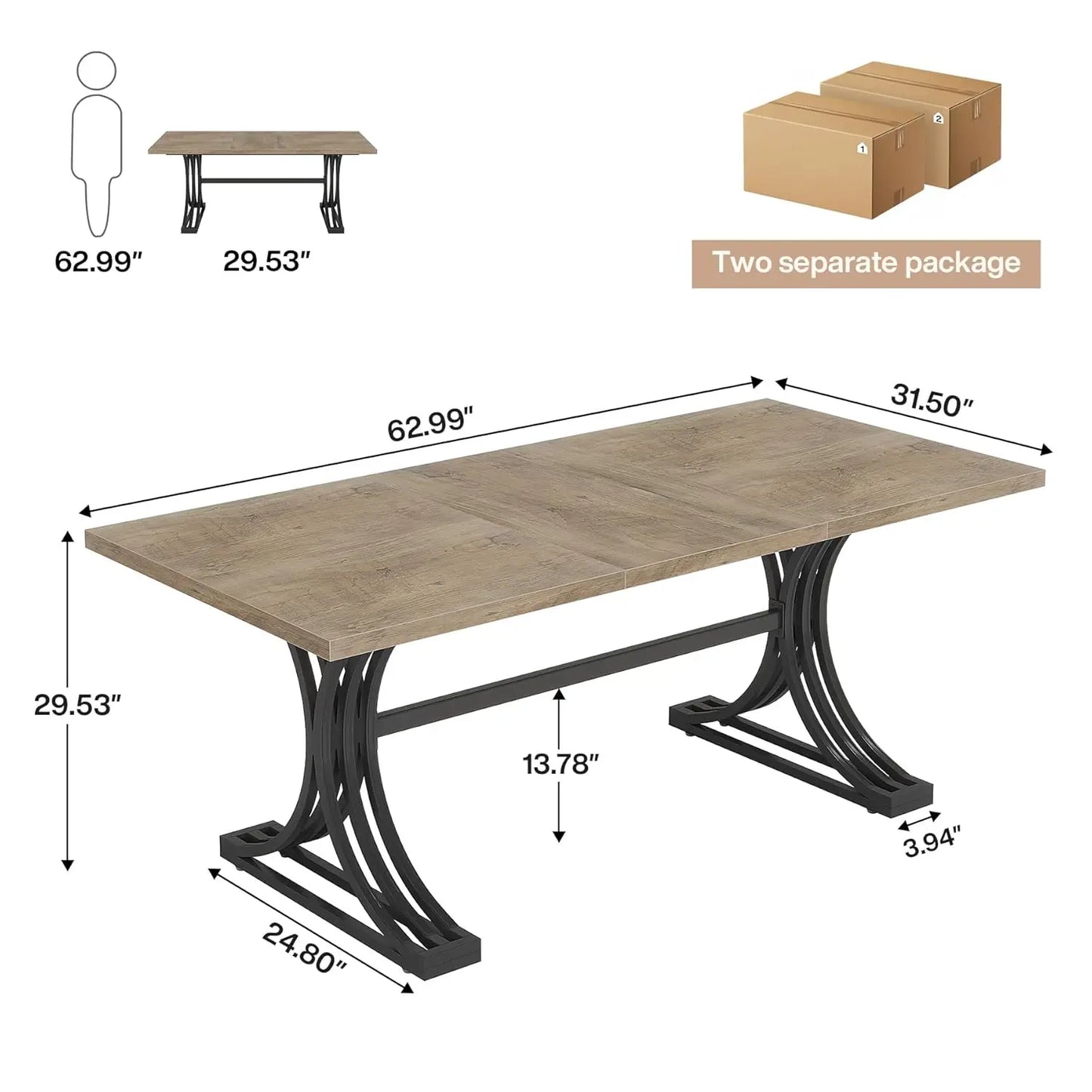 10.5FT Conference Table, Modern Meeting Table for 8-10 People, Rectangle Seminar Boardroom Table for Office, Customized