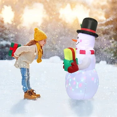 Inflatable Christmas Snowman with Built-in LED Lights for Outdoor Decorations