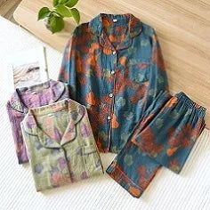 Cloud Cotton Story Japanese Kimono Bathrobe for Couples Sleepwear Crepe