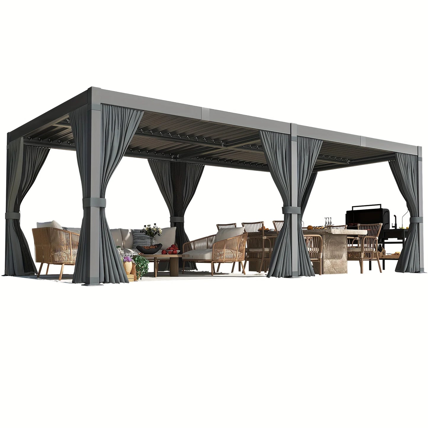 VIWAT 10x12/10x20FT Louvered Pergola Aluminum Frame Waterproof Roof All Weather Rust-Resistant Gazebo for Backyard Patio