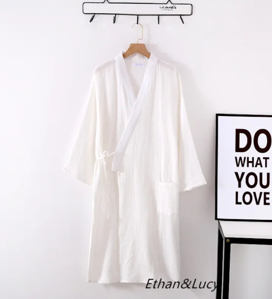 Cloud Cotton Story Japanese Kimono Bathrobe for Couples Sleepwear Crepe